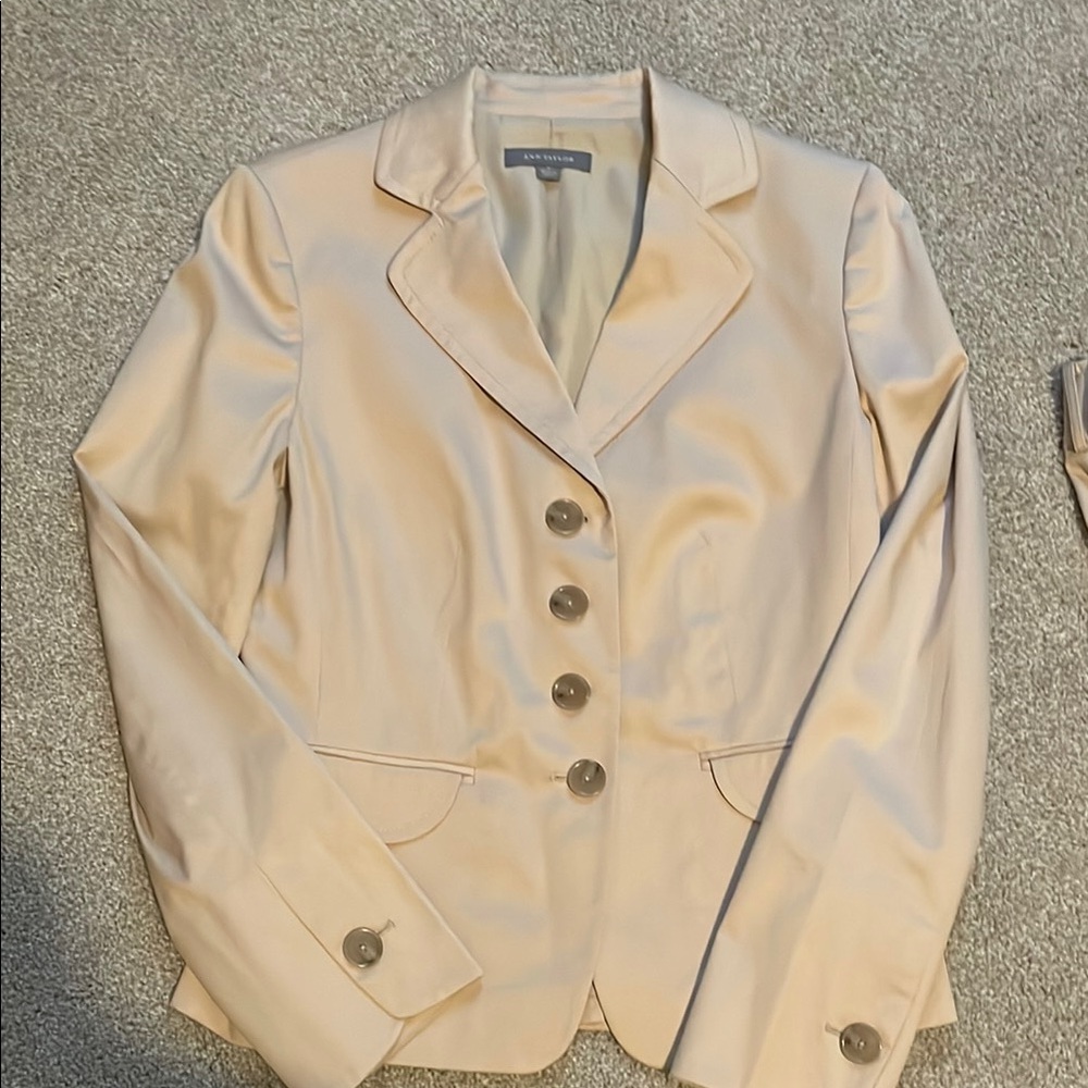 Ann Taylor Cream Tailored Blazer & Pants